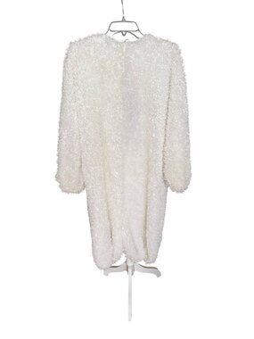 Jerry Beck White Fuzzy Costume Pajama Style Full Body With Tie Closure
